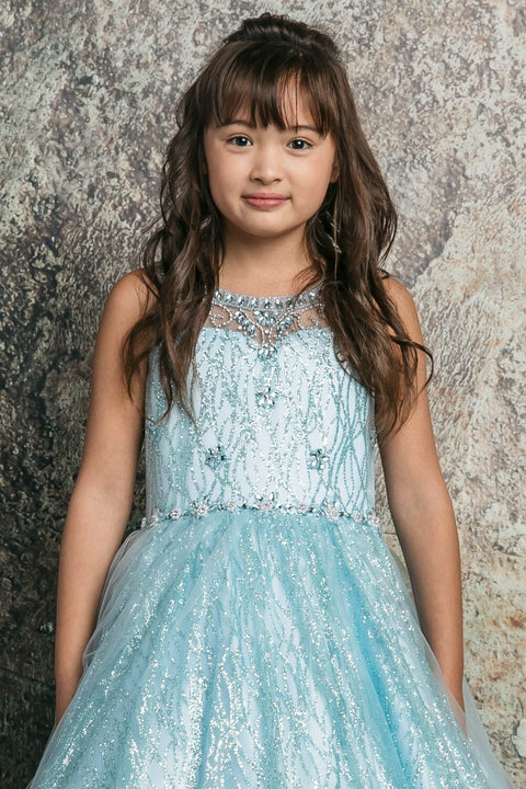 Bella Princess C334 girls beaded sleeveless glitter gown by petite adele c334 — image 6.0