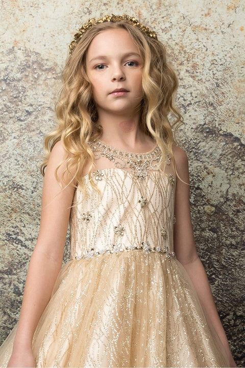 Bella Princess C334 girls beaded sleeveless glitter gown by petite adele c334 — image 15.0