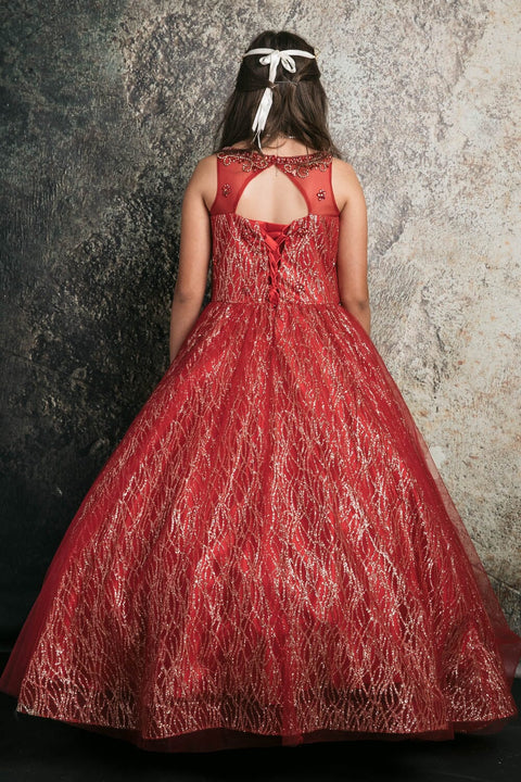 Bella Princess C334 girls beaded sleeveless glitter gown by petite adele c334 — image 10.0