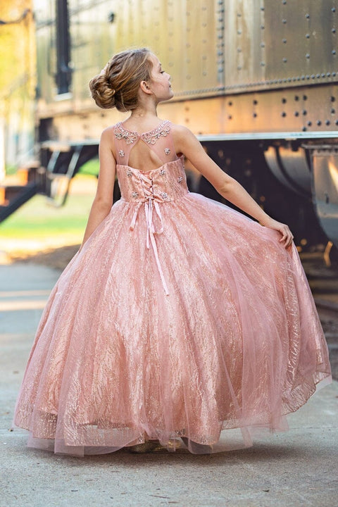 Bella Princess C334 girls beaded sleeveless glitter gown by petite adele c334 — image 2.0
