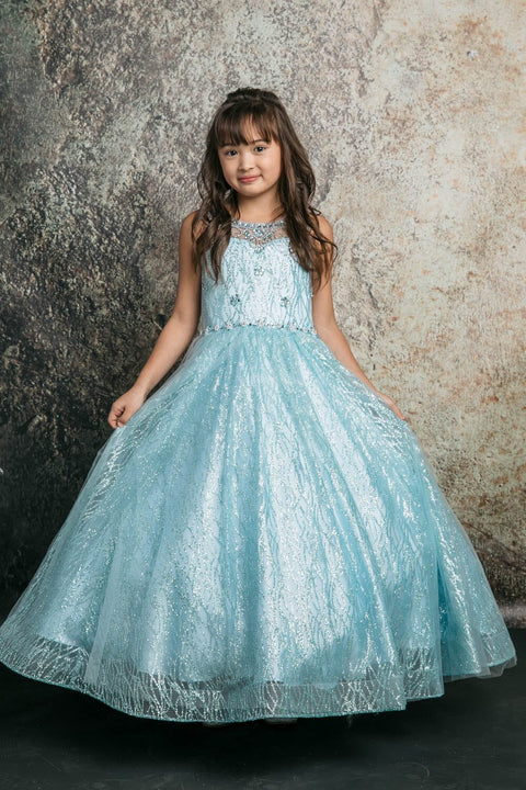 Bella Princess C334 girls beaded sleeveless glitter gown by petite adele c334 — image 4.0