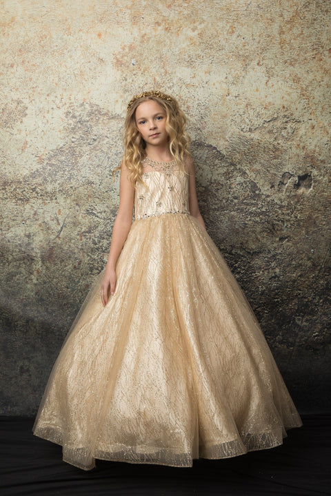 Bella Princess C334 girls beaded sleeveless glitter gown by petite adele c334 — image 13.0