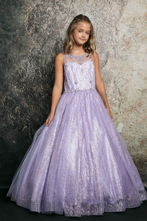 Bella Princess C334 girls beaded sleeveless glitter gown by petite adele c334 — image 17.0