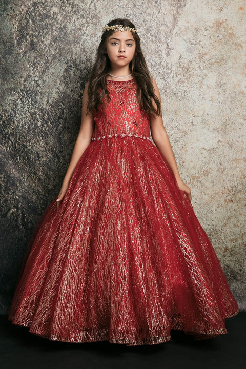 Bella Princess C334 girls beaded sleeveless glitter gown by petite adele c334 — image 9.0