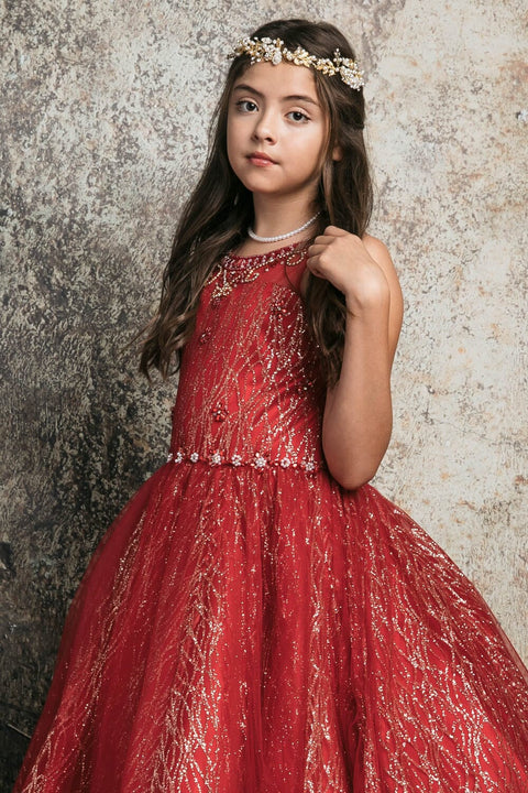Bella Princess C334 girls beaded sleeveless glitter gown by petite adele c334 — image 11.0