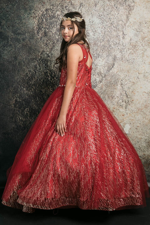 Bella Princess C334 girls beaded sleeveless glitter gown by petite adele c334 — image 12.0