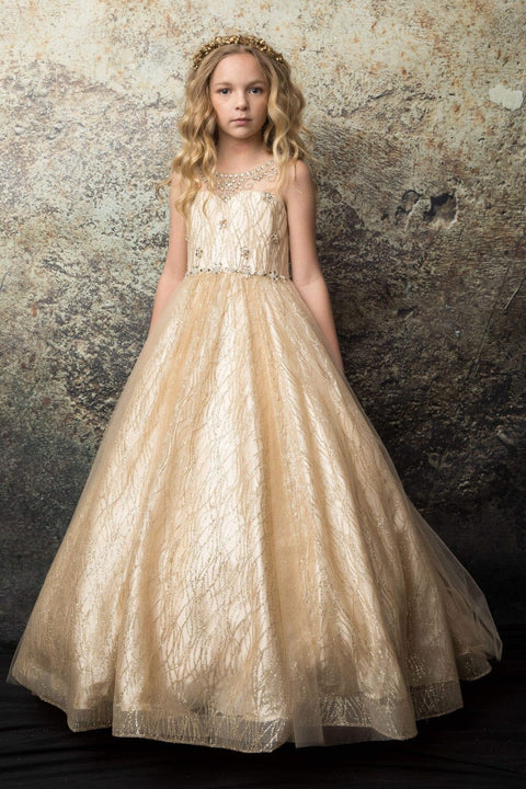 Bella Princess C334 girls beaded sleeveless glitter gown by petite adele c334 — image 16.0