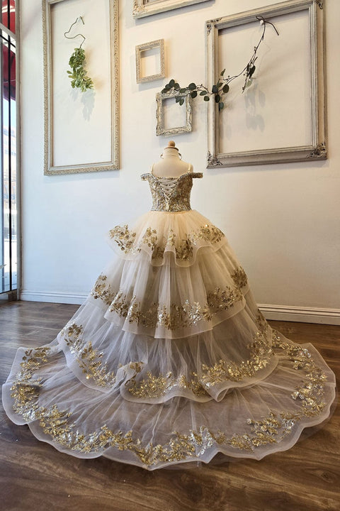 Bella Princess PK1041 girls cold shoulder ball gown by petite adele pk1041 — image 2.0