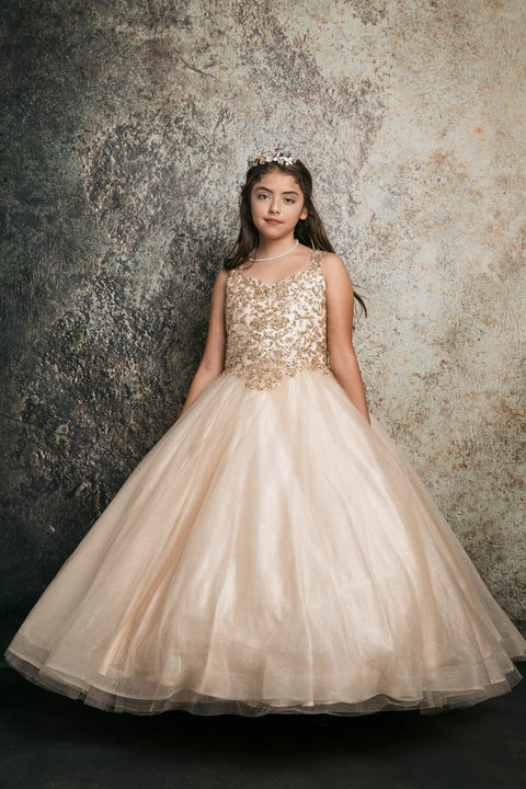 Bella Princess C337 girls sequin applique sleeveless gown by petite adele c337 — image 1.0