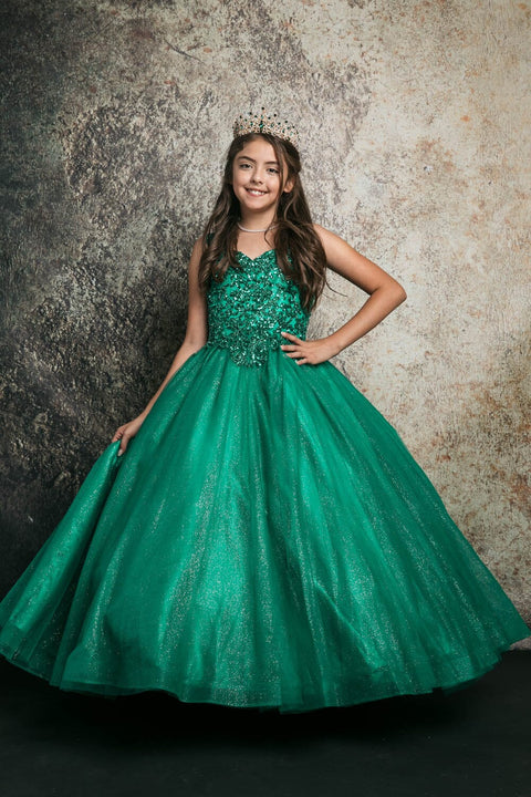 Bella Princess C337 girls sequin applique sleeveless gown by petite adele c337 — image 13.0