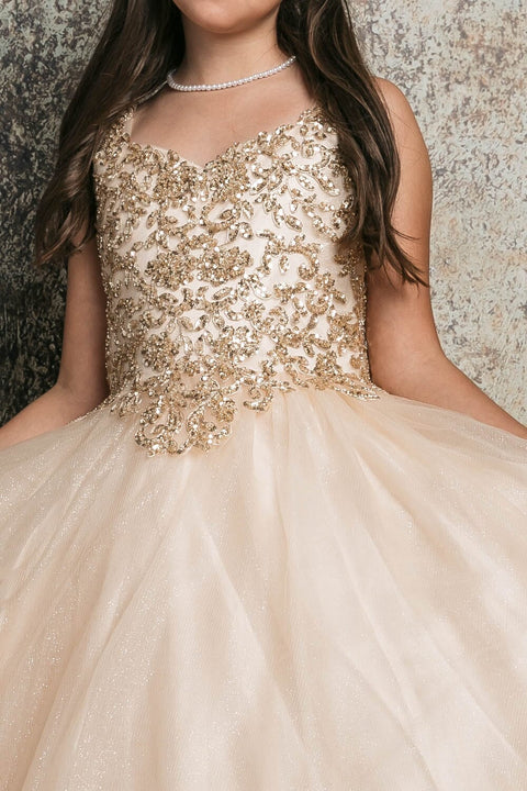 Bella Princess C337 girls sequin applique sleeveless gown by petite adele c337 — image 4.0