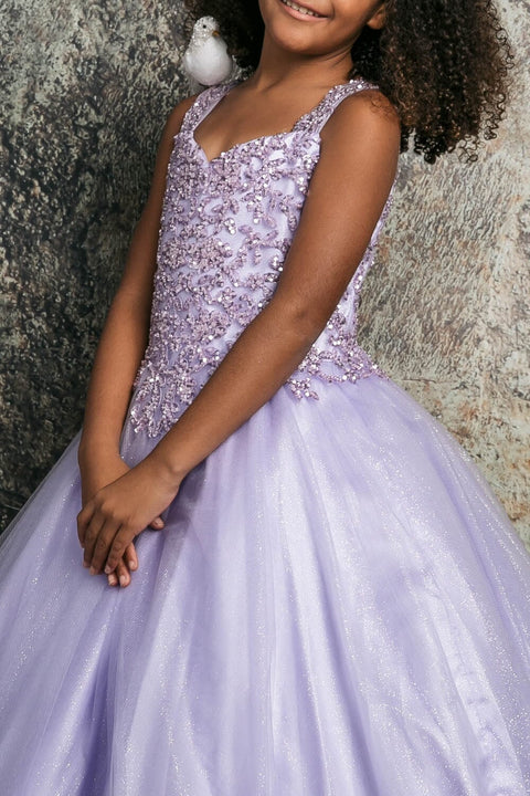 Bella Princess C337 girls sequin applique sleeveless gown by petite adele c337 — image 9.0