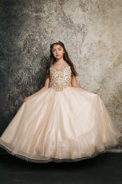 Bella Princess C337 girls sequin applique sleeveless gown by petite adele c337 — image 6.0