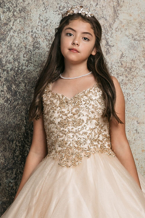 Bella Princess C337 girls sequin applique sleeveless gown by petite adele c337 — image 3.0
