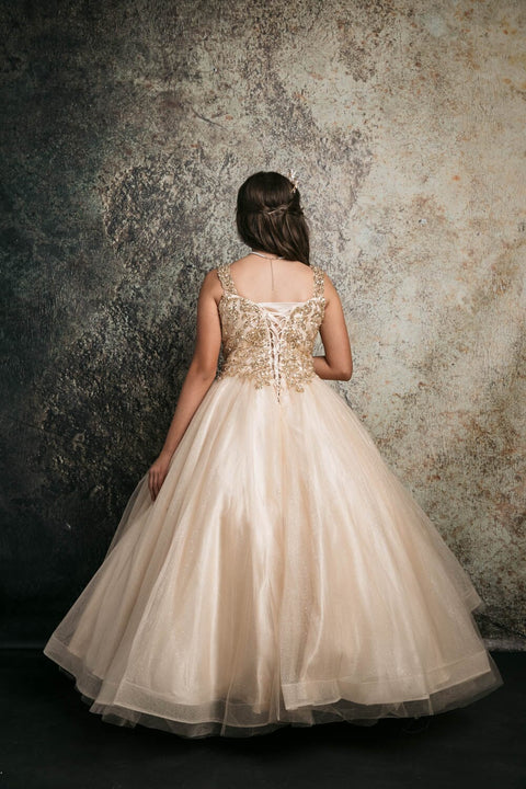 Bella Princess C337 girls sequin applique sleeveless gown by petite adele c337 — image 2.0