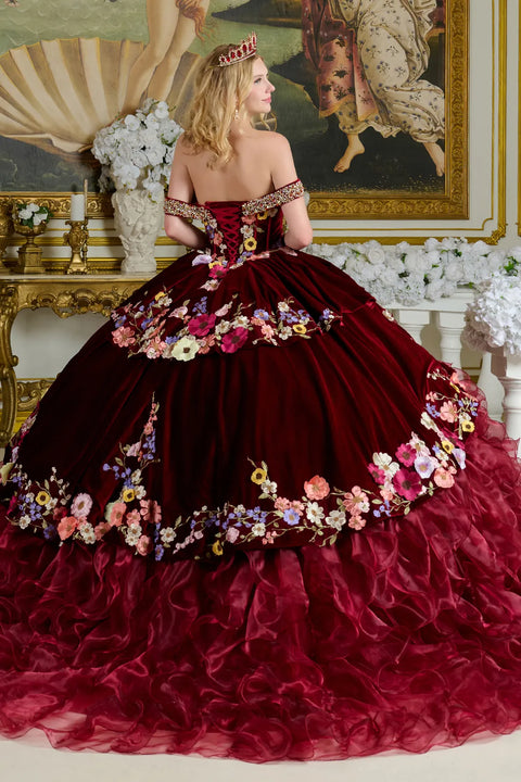Elizabeth K GL3638 Off Shoulder Ruffled Ball Quinceañera Dress
