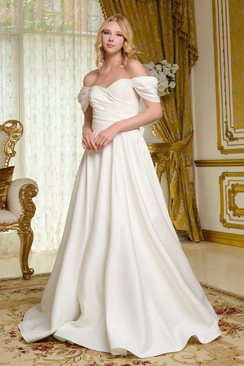 GLS Gloria GL3655 Satin Off Shoulder Wedding Dress