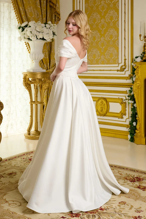 GLS Gloria GL3655 Satin Off Shoulder Wedding Dress