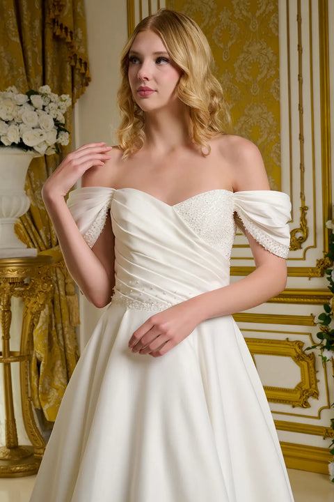 GLS Gloria GL3655 Satin Off Shoulder Wedding Dress