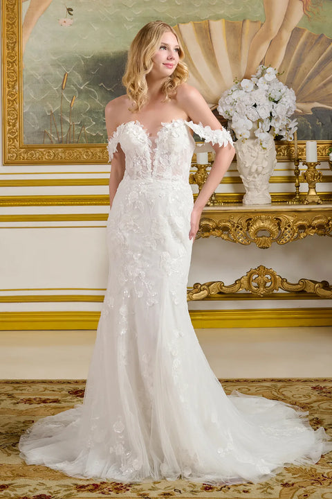 GLS Gloria GL3656 Fitted Off Shoulder Wedding Dress