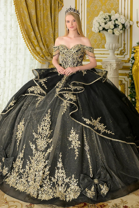 Elizabeth K GL3670 Off Shoulder Ruffled Ball Quinceañera Dress
