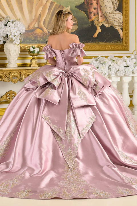 Elizabeth K GL3803 Satin Off Shoulder Ball Quinceañera Dress