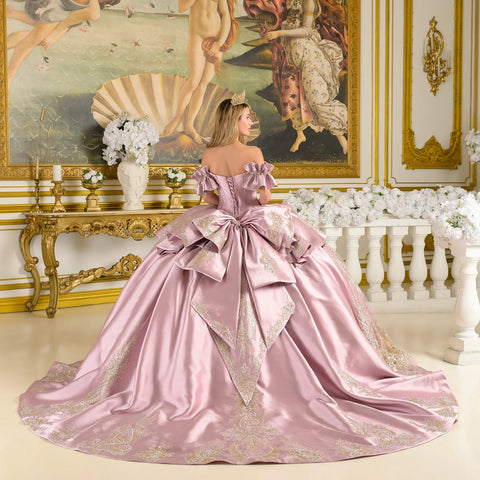 Elizabeth K GL3803 Satin Off Shoulder Ball Quinceañera Dress