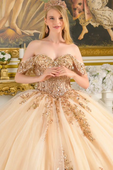 Elizabeth K GL3816 Off Shoulder Ball Quinceañera Dress