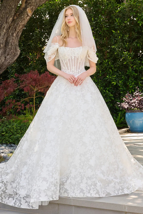 GLS Gloria GL3840 Cold Shoulder A-line Wedding Dress