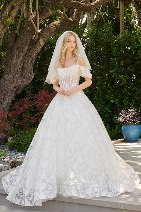 GLS Gloria GL3840 Cold Shoulder A-line Wedding Dress