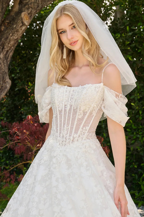 GLS Gloria GL3840 Cold Shoulder A-line Wedding Dress