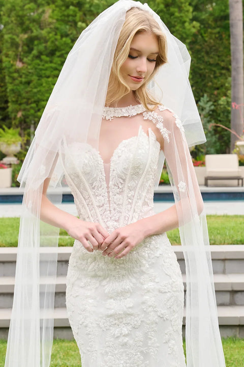 GLS Gloria GL3844 Strapless Cape Sleeve Wedding Dress
