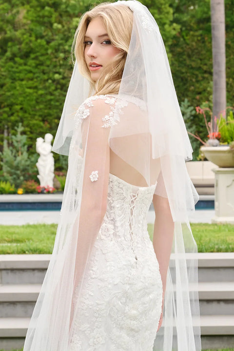 GLS Gloria GL3844 Strapless Cape Sleeve Wedding Dress