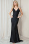 Amelia Couture BZ018 Fitted Sleeveless V-Neck Gown with Glitter