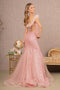 GLS Gloria GL3130 Glitter Off-Shoulder Feather Gown