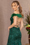 GLS Gloria GL3130 Glitter Off-Shoulder Feather Gown