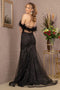 GLS Gloria GL3130 Glitter Off-Shoulder Feather Gown