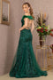 GLS Gloria GL3130 Glitter Off-Shoulder Feather Gown