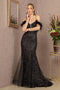 GLS Gloria GL3130 Glitter Off-Shoulder Feather Gown