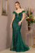 GLS Gloria GL3130 Glitter Off-Shoulder Feather Gown