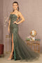 GLS Gloria GL3161 Glitter Print One Shoulder Slit Gown