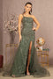 GLS Gloria GL3161 Glitter Print One Shoulder Slit Gown