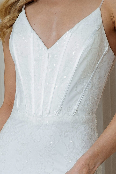 Amelia Couture BZ015 V-Neck Mermaid Gown with Glitter Prin