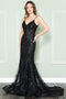 Amelia Couture BZ015 V-Neck Mermaid Gown with Glitter Prin