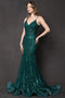 Amelia Couture BZ015 V-Neck Mermaid Gown with Glitter Prin