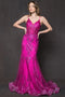 Amelia Couture BZ015 V-Neck Mermaid Gown with Glitter Prin