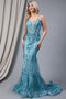 Amelia Couture BZ015 V-Neck Mermaid Gown with Glitter Prin