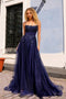 Nox Anabel G1405 Glitter Tulle Sleeveless A-Line Gown with Slit