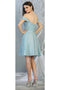 May Queen MQ1788 Off-Shoulder Metallic Short Graduation Homecoming Dress