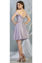 May Queen MQ1788 Off-Shoulder Metallic Short Graduation Homecoming Dress